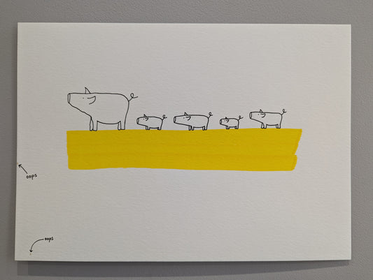 Yellow Piggies with an Oopsies - Original Drawing