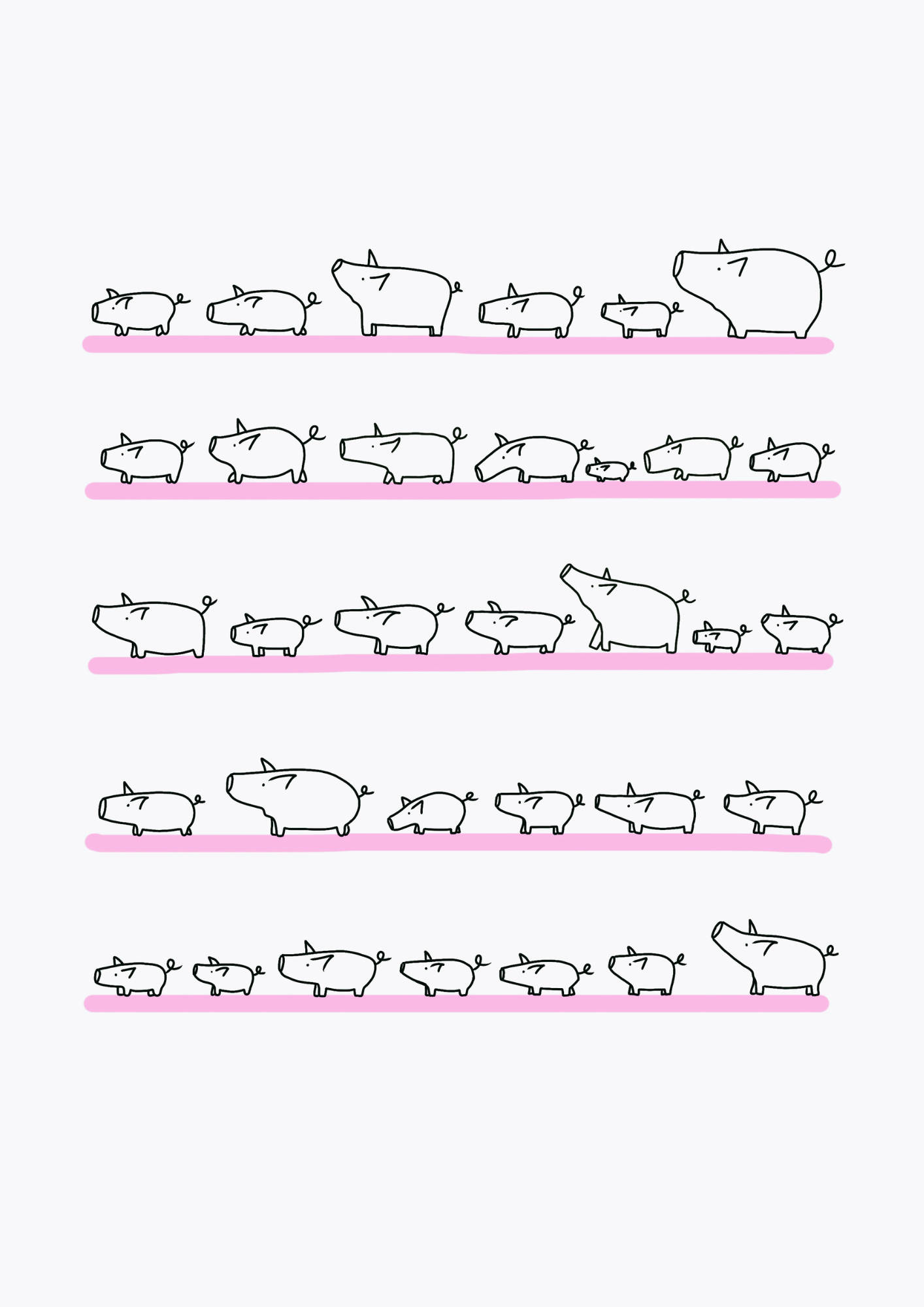 Scribble Print 01. Pink Piggies