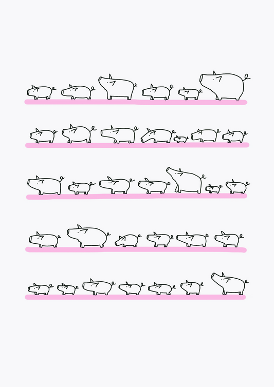 Scribble Print 01. Pink Piggies